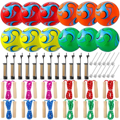 12-set deflated soccer ball package with pump & jump rope