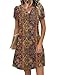 Zeagoo Sundresses for Women 2026 Casual Floral Summer Short Sleeve A Line Tshirt Dress with Pockets Swing V Neck Button On Hawaiian Boho Shift Dresss Multicolor