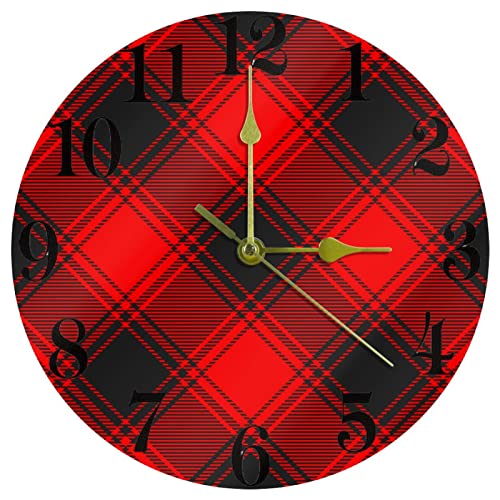 Horloge murale à motif écossais finitions soignées pour salon - 2
