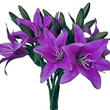 NC Artificial Tiger Lily 6PCS, Wedding Home Photography Decoration Fake Flower Party Family Hotel Of