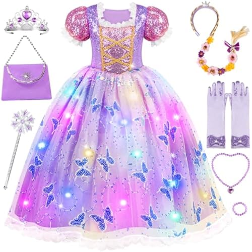 Meland Light Up Princess Dress for Girls Ages 3-10, Dress Up Toy Gift Set