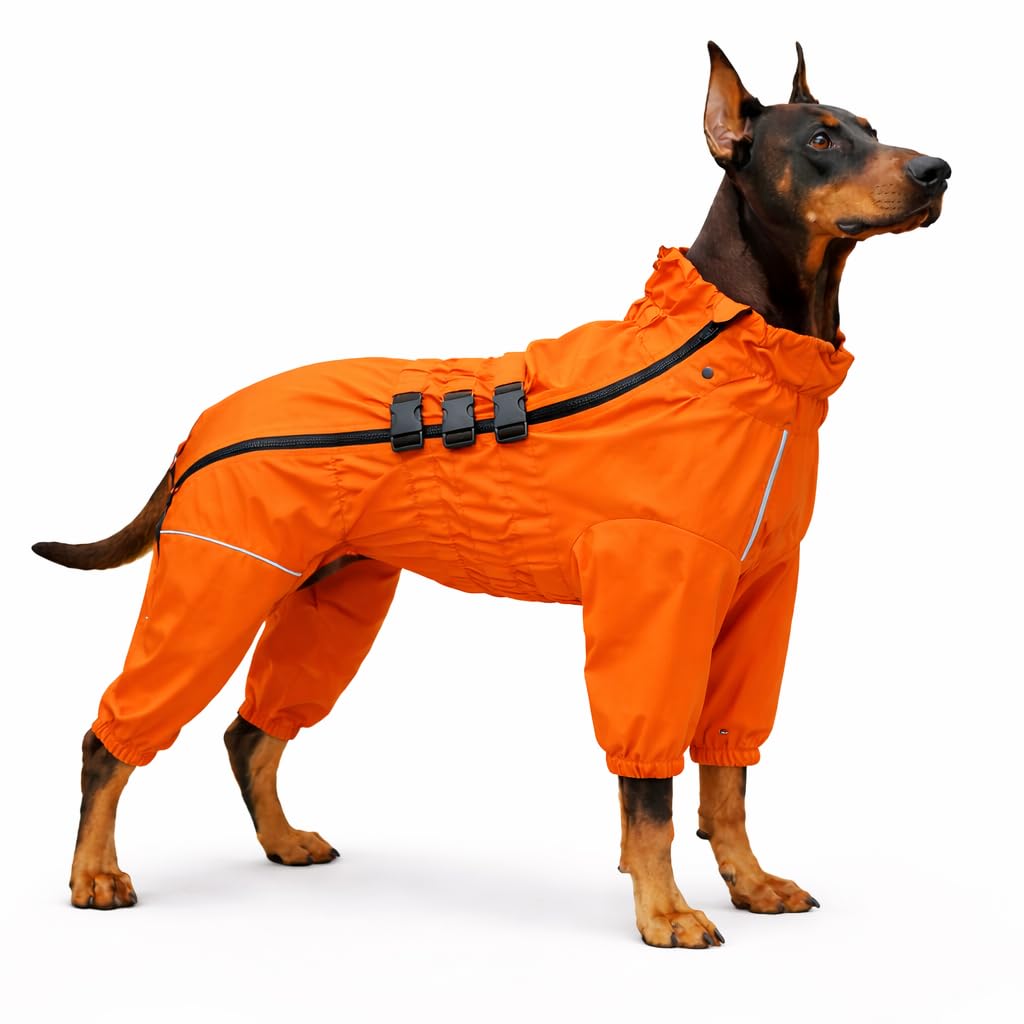 wasserdichte Hundejacke, leichte reflektierende Sicherheits-Hunderegenjacke, Winddichte und schneesichere Hundeweste für kleine, mittelgroße und große Hunde. Orange 5XL