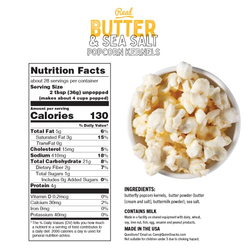 Quinn Family Farmed Gourmet Popcorn Kernels Kit, Real Butter Popcorn Seasoning (28 Count) Non-Gmo, Gluten Free, (1 Bag) #TOP1