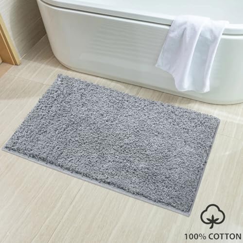 Image of Luxe Home Colosseum Bath Mat 100% Cotton (40x60 cm) Super Soft Non-Slip Bathroom Mat for Bedroom Door (Silver) Pack of 1