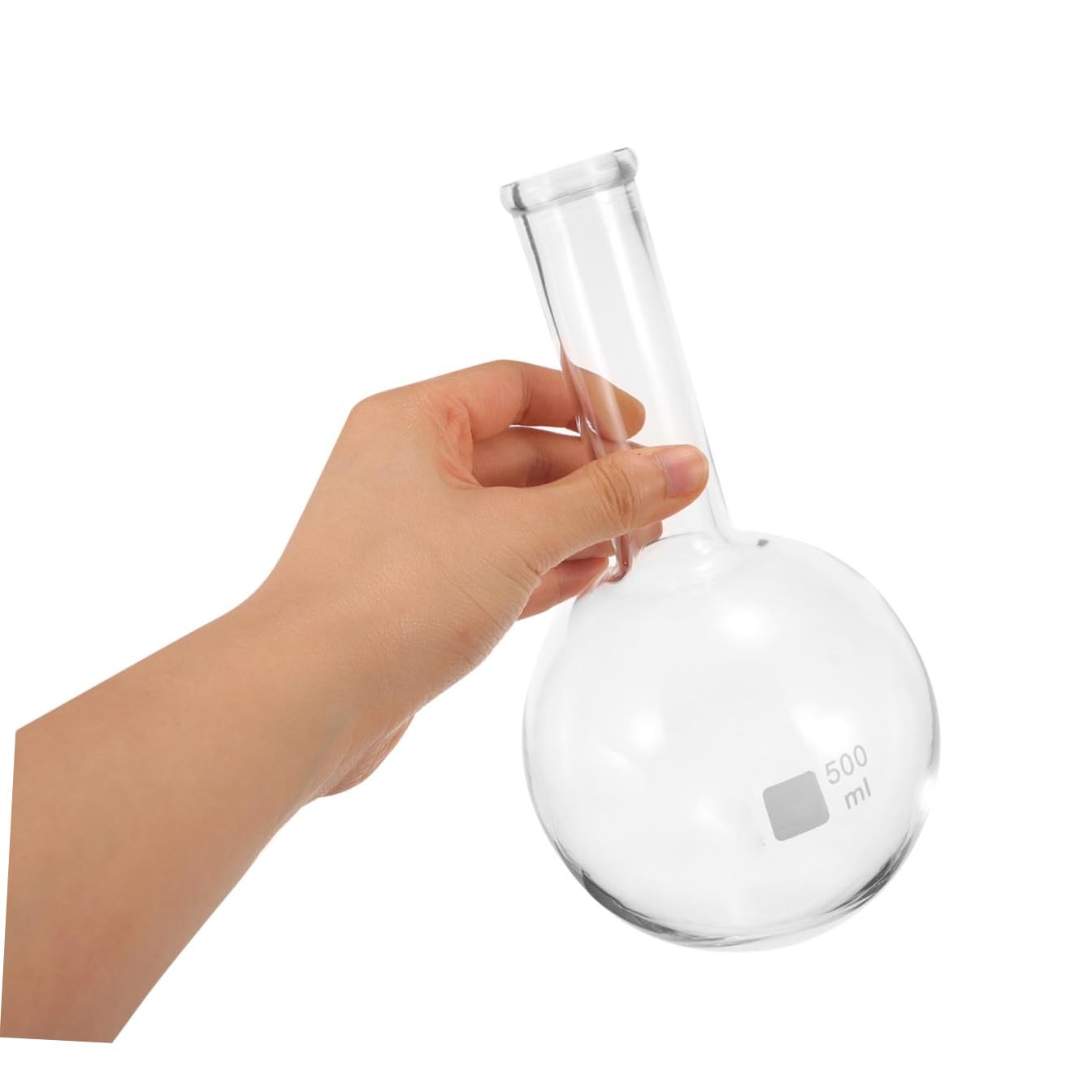 SHINEOFI 500ml Long Neck Glass Distillation Flask for Laboratory Use, Borosilicate Glass Flat Bottom Flask for Scientific Experiments and Chemical Analysis