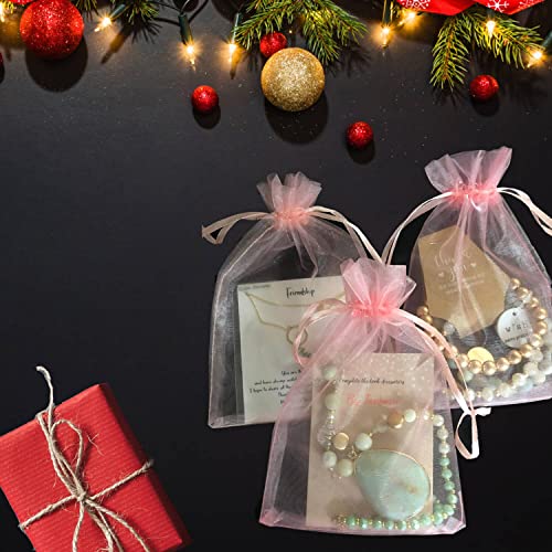 Image of Dealglad 50pcs Drawstring Organza Jewelry Candy Pouch Christmas Wedding Party Favor Gift Bags (4x6, Pink)