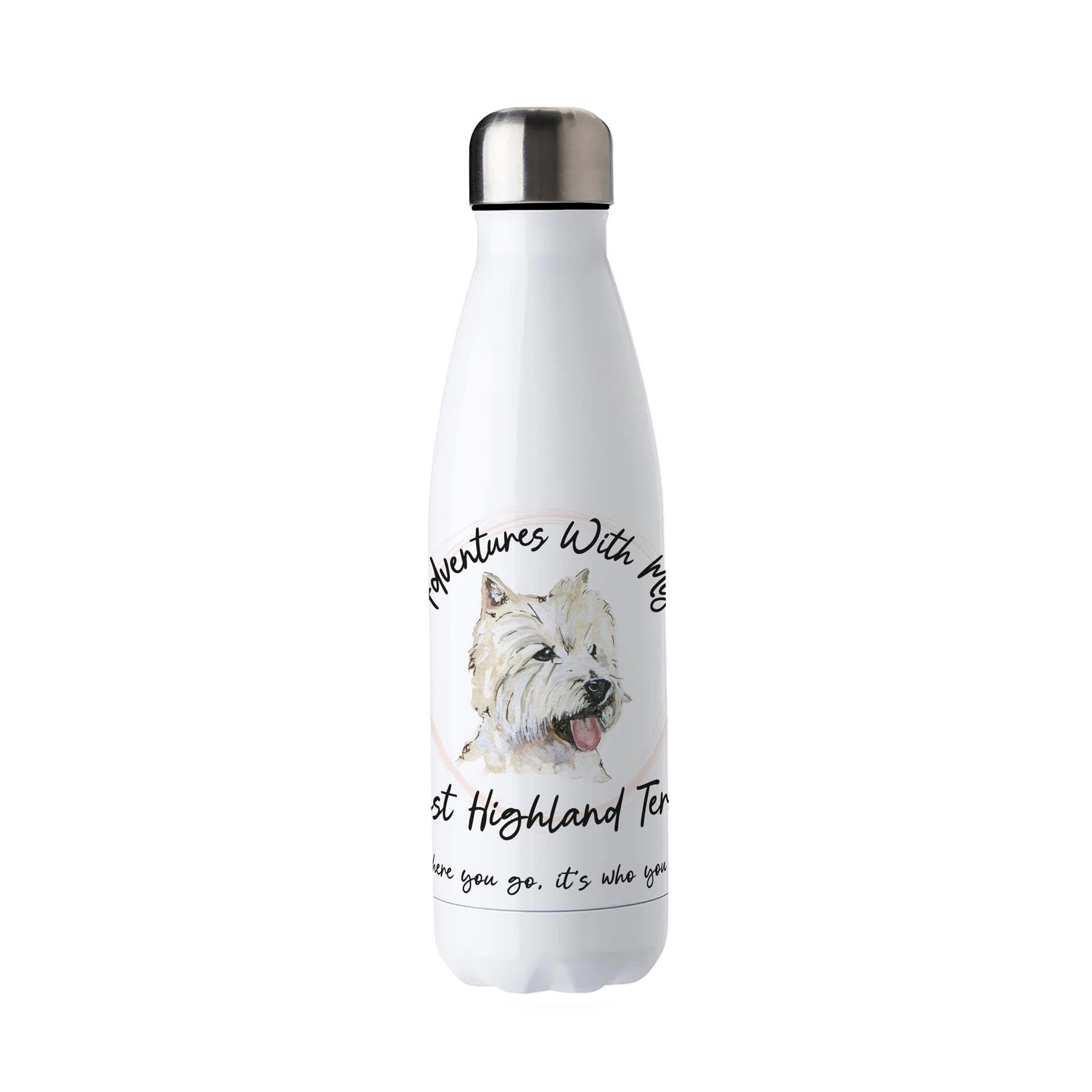 Purely Home Adventures With My West Highland Terrier Metal Water Bottle - Double Walled 500Ml Hot/Cold Drinks Bottle Outdoor Dog Gifts