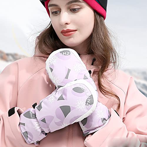 Waterproof Ski Gloves For Women Winter Waterproof Gloves Fleece Lined Thicken Warm Mittens (Purple, One Size) #TOP1