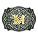 RIDE AWAY Initial Letters Western Style Cowboy Rodeo Gold/Silver Large Belt Buckles (Letter M)