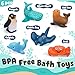 Beetots 6-Pcs Ocean Bath Toys for Toddlers 1-3, No Hole Mold Free Bathtub Toys, Whale Shark Dolphin Penguin Sea Animal Set for Baby Bath Time or Pool Water Play