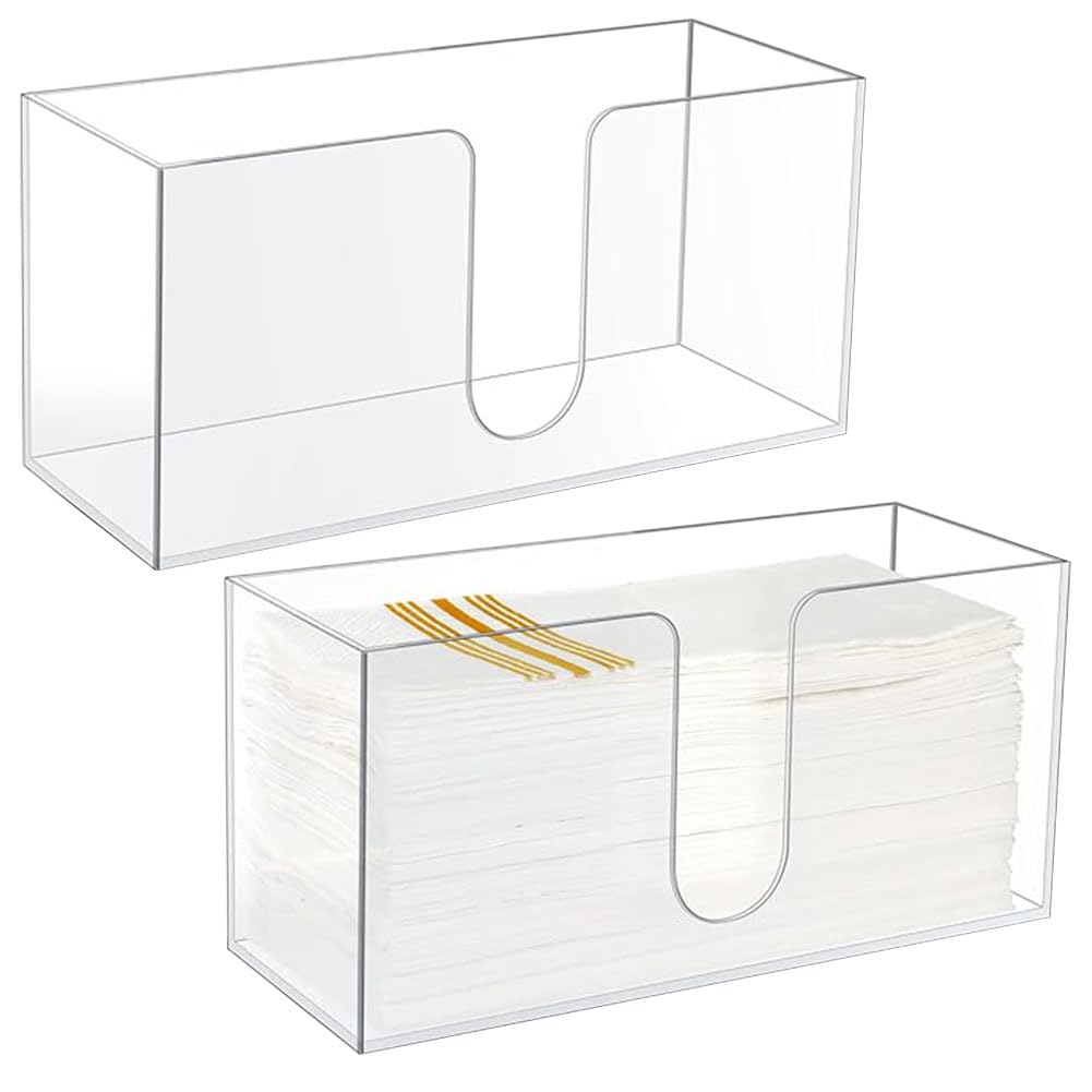 Speproeco Clear-2Pcs 2Pack Countertop Paper Towel Dispenser,Clear Napkin Holder For Z-Fold, C-Fold Or Multi-Fold Paper Towels, Napkin Dispenser Hand Towel Holder For Kitchen Bathroom
