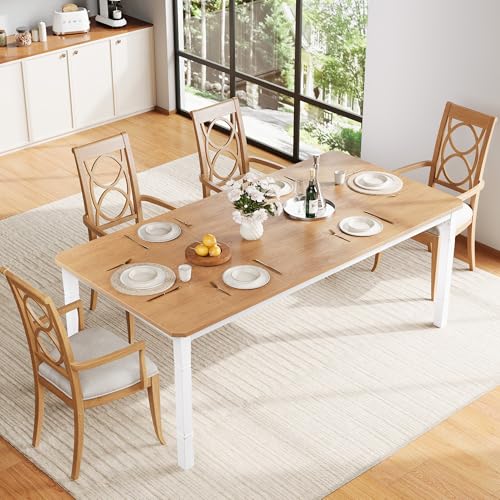 Lista de Comedor Sams más recomendados. 48 GarveeHome - Mesa de Comedor de Granja de 78 Pulgadas para 6 a 8 Personas, Mesa de Cocina Industrial rústica con Marco de Metal Resistente y Esquinas achaflanadas para Comedor,...