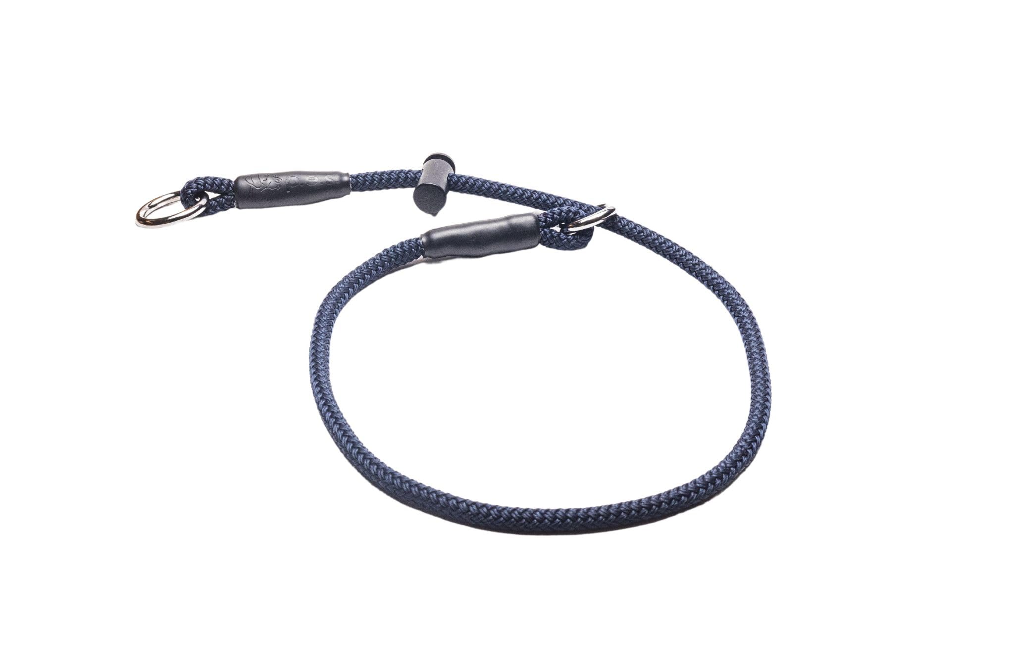 p.e.s.Slip dog collar/PRO Training collar/Choke collar/Dominant dog collar/6mm PPM DB Soft&Strong rope with a snug adjustable stopper/limiter (Deep Sea Blue, L)