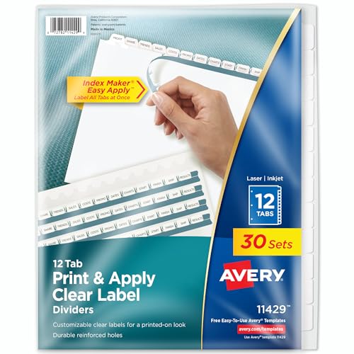 Intercalaires faciles à imprimer Avery 11429 bande transparente