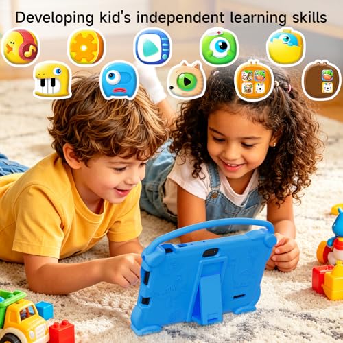 Image of YQSAVIOR Kids Tablets, Android 12 Tablet for Kids, 4GB RAM 32GB ROM Toddler Tablet 7 inch IPS Screen, Parental Control, 2+5MP Dual Camera, Shockproof Case for Educational Games, Blue