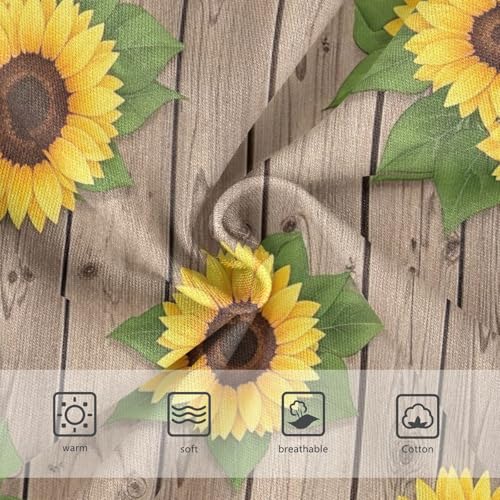 Panties for Girls, Sunflowers Rustic Wooden Toddler Panties, Cotton Underwear for Girls, 2T–8 Years3