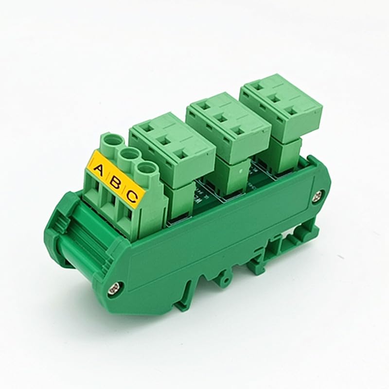 Slim DIN Rail Mount 30A/300V 3x3 Position Pluggable Terminal Block Distribution Module.