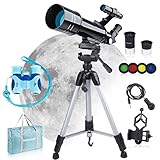 Óptica de alta calidad El T lescope es perfecto para la observación astronómica y la observación terrestre, su longitud focal de 400 mm y su lente de gran apertura de 70 mm hacen que las imágenes sean más brillantes y claras, con un prisma diagonal de 45 grados s, siempre puede obtener imágenes rectas, que proporcionan imágenes de baja potencia y de gran potencia de los objetos c lestes durante el período Noche y Suelo chorros terrestres durante el día.