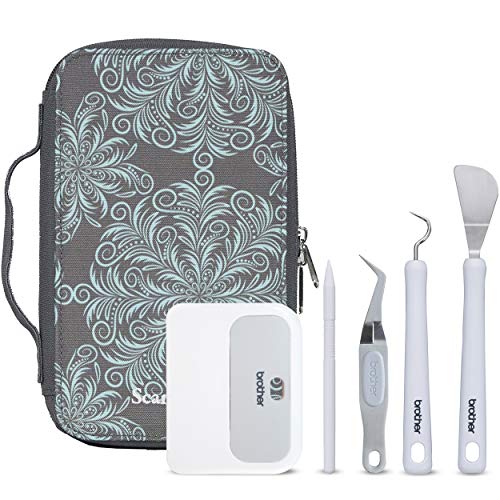 Brother ScanNCut DX Tool Set with Case CADXTLKTG, 6-Piece Craft Accessory Kit Including Spatula, Hook, Scraper, Precision Tweezers, Touch Pen and Zippered Case