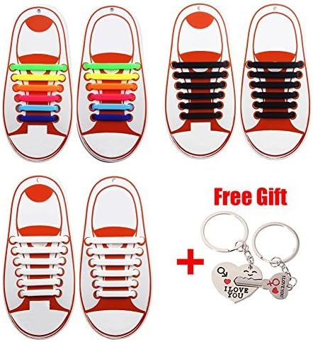 Silicone Shoelace No Tie Shoelace Quick Athletic Running Shoe Laces, Strings With Multicolor For Boots, Flat, Walking, Lace Up Tennis and Casual Shoes (Child,3Pairs)