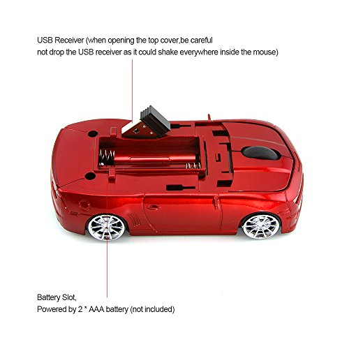 Image of Ai5G for CL Car Mouse Wireless Sport Car Shape Mouse Laptop Desktop Computer Mouse Optical Mice with 2.4GHz Nano USB LED Headlight (Red)