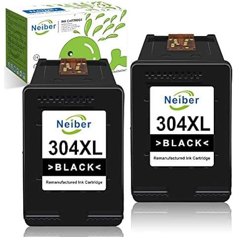 304 Black Ink Cartridge, Neiber 304XL 304 XL Printer Ink Replacement for HP 304, for Envy 5020 5010 5030 5032 5000, DeskJet 3720 2600 2633 2632, 3733 2634 3760, 3750 3735 3762, 2630 2620 2622 (2-Pack) Cover