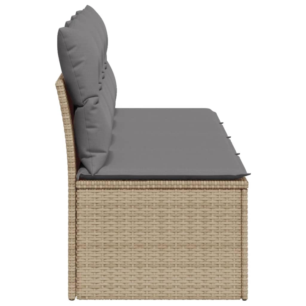 Divanetto da Esterno, Salotto da Giardino Esterno, Divano da Giardino con Cuscini a 4 Posti Beige in Polyrattan