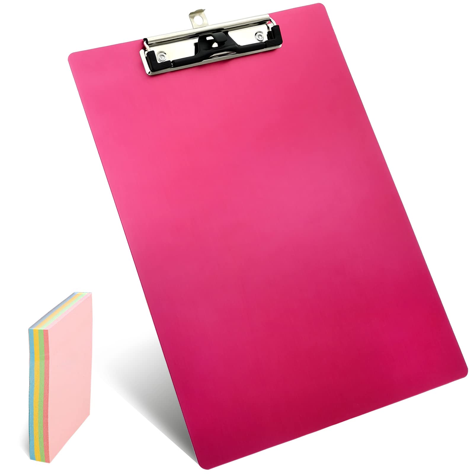 Aluminum Metal Clipboard Stainless Hangable Pen Holder Low-Profile Clip Board Size A4 9" x 12.6" with Sticky Note for School Office Business Medical Professionals Workshop Factory (Red, Aluminum-A4)