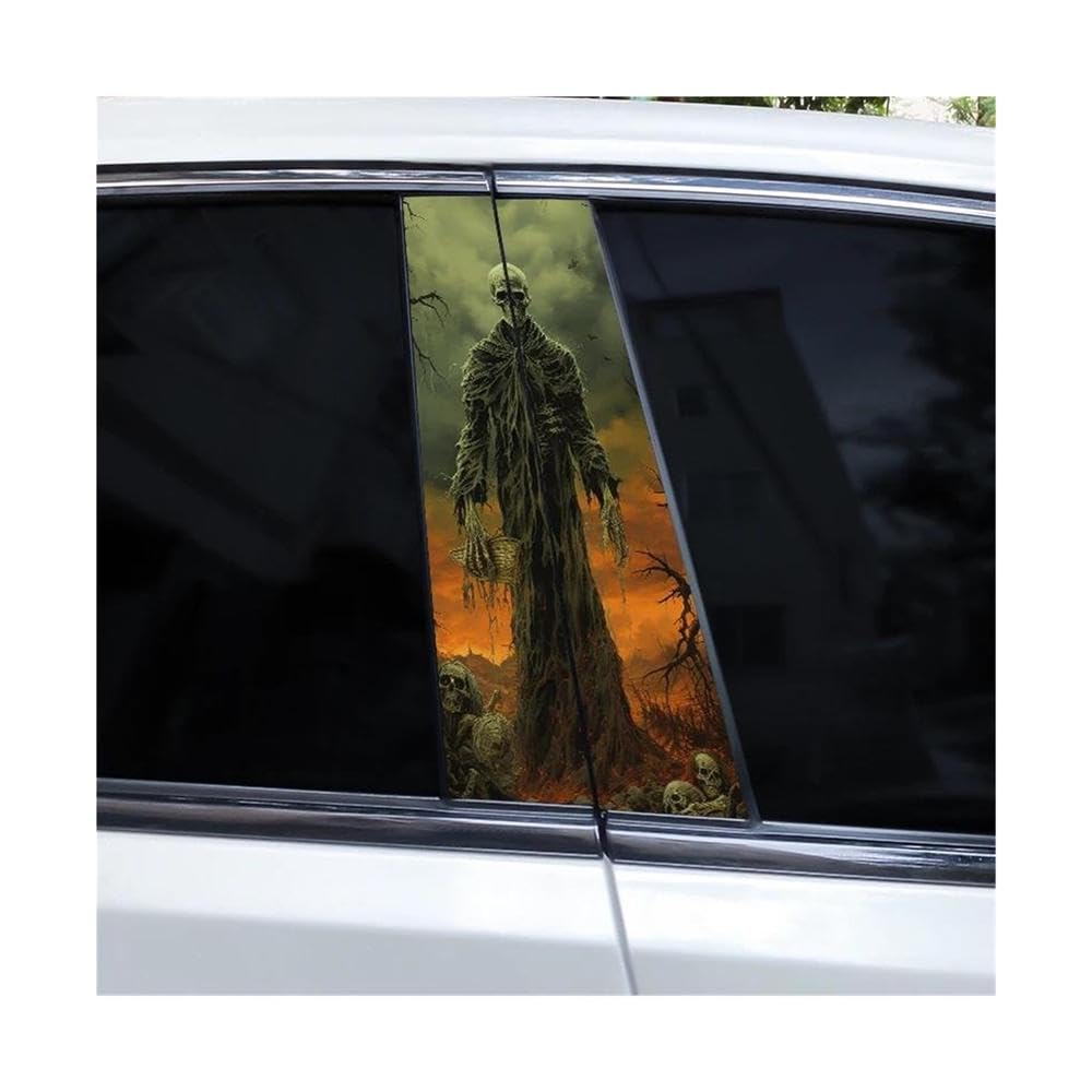 Body Parts 2pcs Halloween Car B-Pillar Stickers Horror Skull Stickers Car Window Pillar Stickers(H)