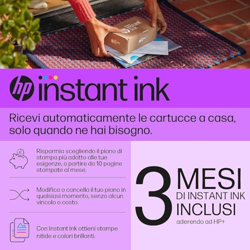 HP DeskJet 2820e 588K9B, Stampante Multifunzione a Getto d'Inchiostro A4 a Colori, Fronte e Retro Manuale, 7,5 ppm, Wi-Fi, Smart, 3 Mesi di Inchiostro Instant Ink Inclusi, Bianca - Immagine 2