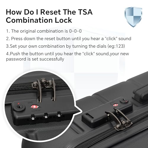 VANELC 4 Piece Hardshell Luggage Set Hardside Lightweight Suitcase with TSA Lock Spinner Wheels,Family Luggage Set(12/20/24/28in) (Black, 4PCS)2