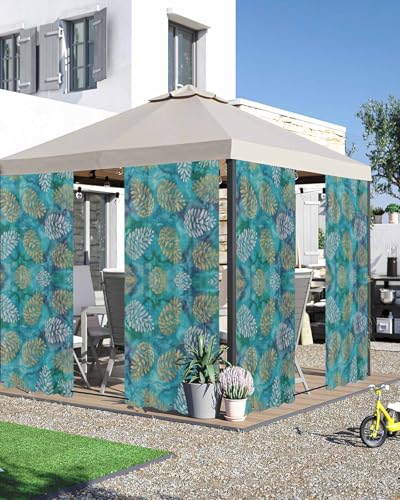 Outdoor Curtains for Patio, Pine Cones Outside Curtain Top &