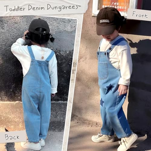 Monos de mezclilla para niña pequeña ideales para juegos y parque de 2 a 7 años 3