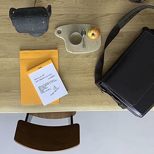 RHODIA 18200C, Stapled Notepad N°18 Orange, A4, Small Squares, 80 Detachable Sheets, 80G Clairefontaine Paper - Image 4
