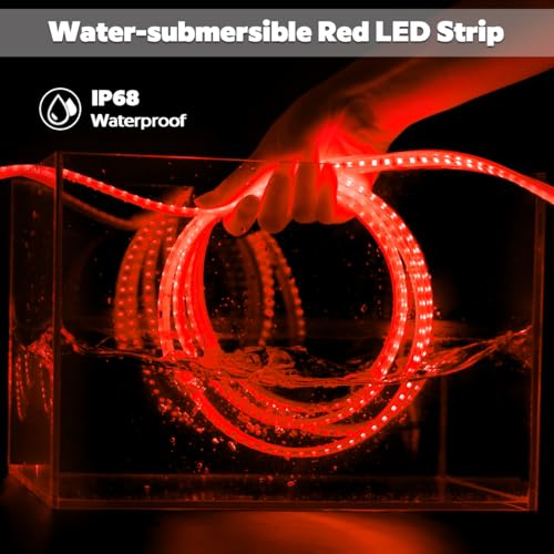 Image of DC24V 630nm Red LED Strip for Sauna Lighting, Flexible Cuttable Dimmable Long 5m 16.4ft 600 LEDs Heat-Resistant IP68 Waterproof Chromotherapy Sauna Light Tape (Ordinary Red)