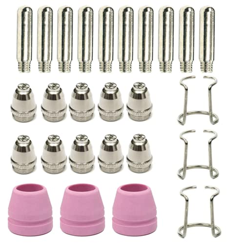 WSD60 26PCS Plasma Cutter Consumables Accessories Pilot Arc SG-55 AG-60 WSD-60 Plasma Cutter Cutting Torch Tip Nozzles Consumables Accessories Kit for CUT-60P CUT50P