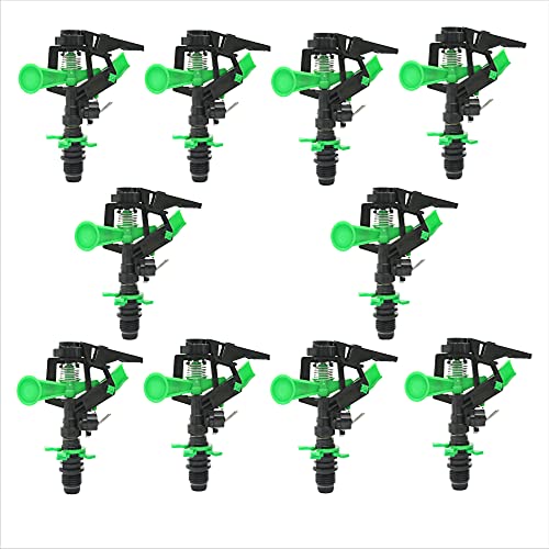 [Pack 10] Riego profesional de riego agrícola sectorial 1/2. Aspersor ajustable de círculo parcial. Aspersor con variación de giro con flujo de 1,5/ 2,3 L/min. Distancia de disparo 10-14m