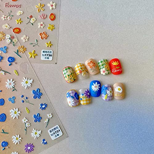 Dedyel Crayon Wildflower Nail Stickers Daisy Design for Women Girls