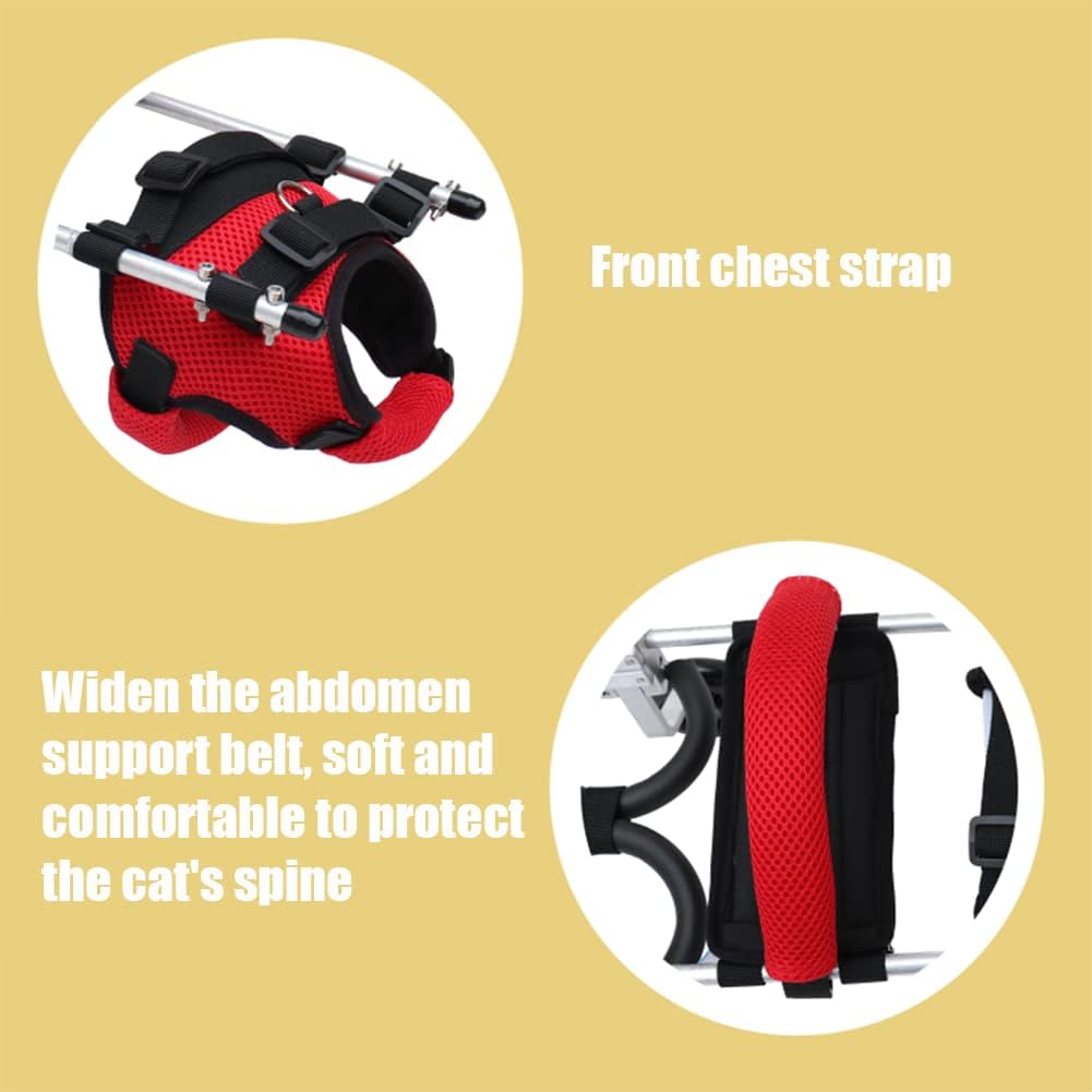 Cat Wheelchair Adjustable 2 Wheels Pet Wheelchair Lightweight Cat Barrier Wheels for Rehabilitation Aid for The Back Legs of Aging, Disabled, Injured, Arthritis, Weak Cats/Pets (XS)