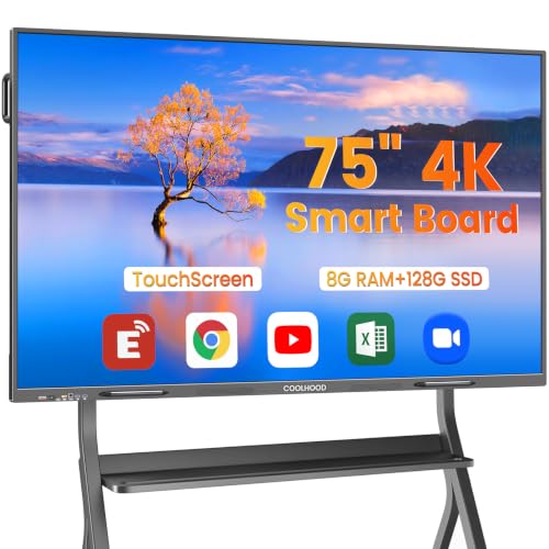Image of COOLHOOD 75 inch Smart Board, 4K UHD Touchscreen Interactive Digital Whiteboard Display, Electronic All-in-One Computer for Classroom Office Home Business w /Open App Ecosystem (Board & Wall Mount Only)