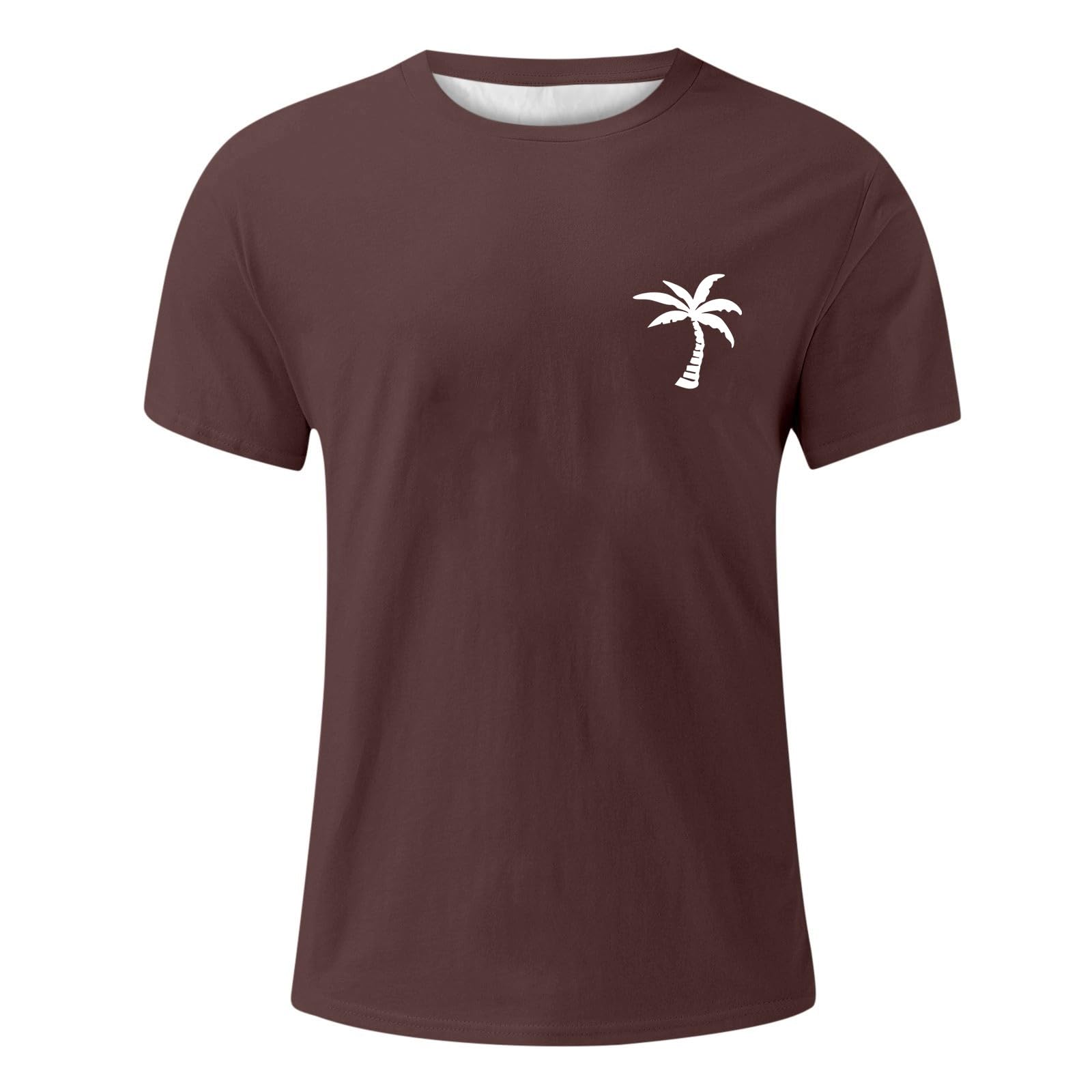 Herren Rundhals T-Shirts Kurzarm Sommerhemd Kokosbaum Aufdruck Lässige Sommershirts Mode Kurzarmshirts Lustig Freizeitshirt Oversized Herrenshirts Langes Strandshirts für Party Strand