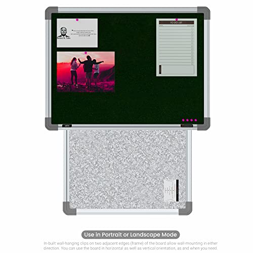 Image of Scholar Art Metis 1.5x2 Feet Fabric Pin-up Display Board for Study Room & Wall | High Strength Velvet Cloth + High Density Soft Board for Pinning Photos, Sticky Notes & Reminders (Dark Green)