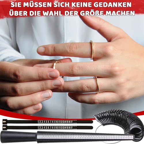 Ringgrössenmesser Set,Ring Messer Finger Ringgrössenmesser Deutsche Größen Größenstandard UK,EU,USA Ringgrößenmesser Kostenlos Ringmaßband für Ehering-Ringdurchmesser Frauen Männer Männer