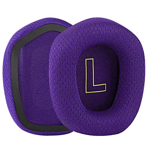 Geekria almohadillas de repuesto de tela de malla para audífonos Logitech G733, G535, G335, color púrpura miniatura 2