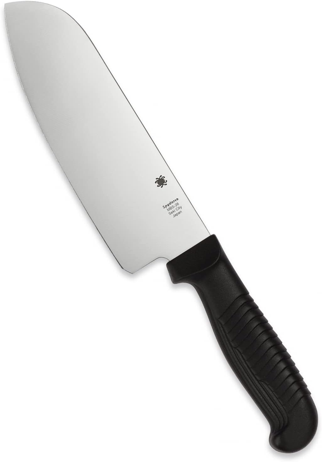 Spyderco Santoku Kitchen Knife with 6.8" MBS-26 Stainless Steel Blade with Durable Black Polypropylene Handle - PlainEdge - K08PBK