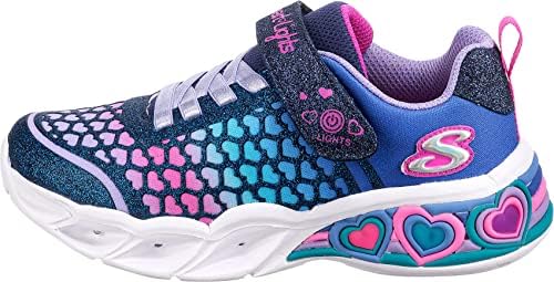 Skechers Kids Girls Sweetheart Lights - Lovely Co Sneaker, Navy/Multi, 3 | Image 1