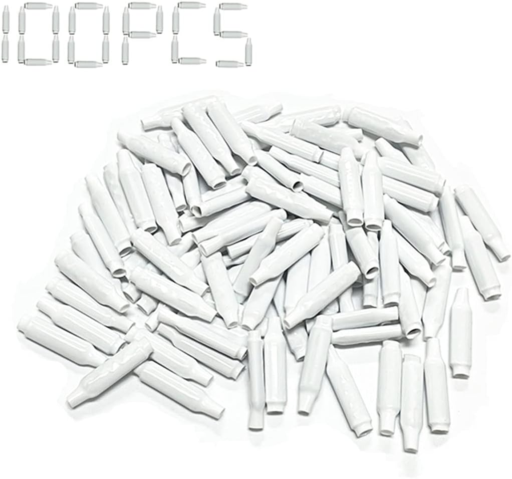 Muttiy Dry B-Connectors Wire Splices Wire Crimp Bean Type Splice for Low Voltage, White (100Pcs)