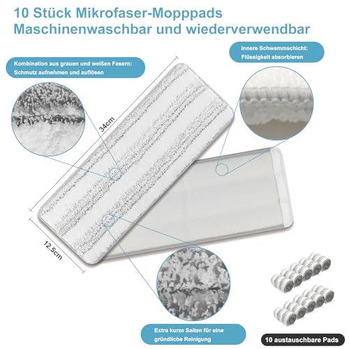 TOPESCT Wischmopp Set mit Eimer, Bodenwischer Set mit Wringer,360-Grad-Drehkopf, 142 cm...