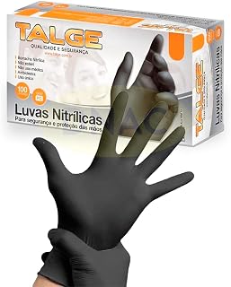 Luva Nitrílica Preta Cabeleireiro Churrasqueiro Barbeiro Esteticista Profissional Com 100un - Tamanho G