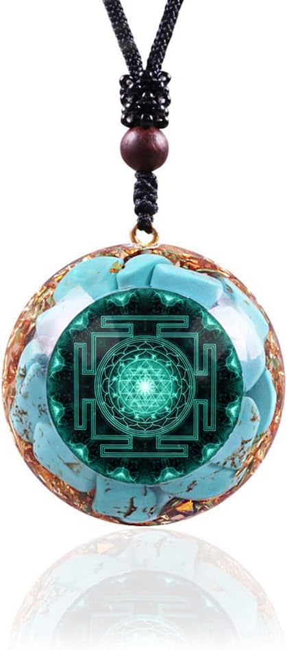 Day Day Up Turquoise Orgonite Pendant Healing Crystal jewelry Orgone Yoga Necklace Reiki Spiritual Energy Jewelry For Women (2)